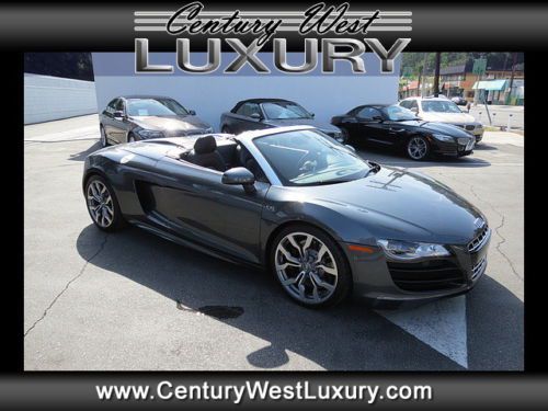 Leather nav awd r8 5.2 quattro spyder convertible 2d gray auto 6-spd r tronic