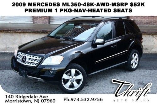 2009 mercedes ml350-48k-awd-msrp $52k-premium 1 pkg-nav-heated seats