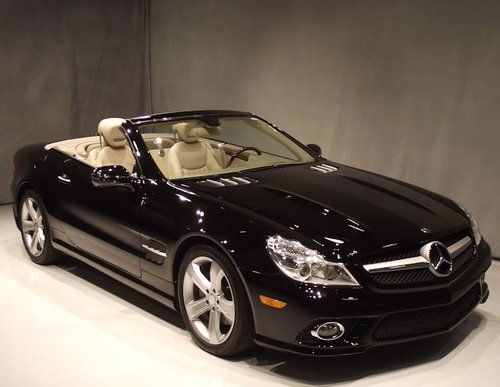 2011 11 mercedes-benz sl550 convertible black/tan 24k miles 1 owner clean carfax