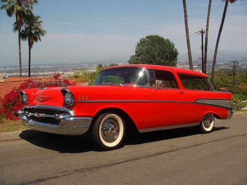 1957 chevy bel-air nomad station wagon 350 v8 ac older resto mod 50s hot rod