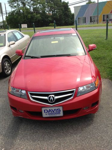 2007 acura tsx base red leather 4 door automatic 2.4l v-4  no reserve