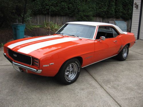 1969 camaro rally sport, 350, th350, ps, pb, a/c, hugger orange-black interior!!