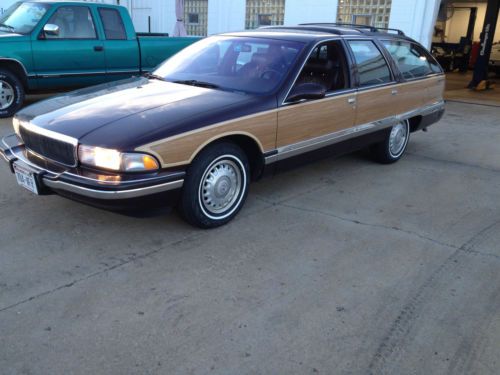 1996 buick roadmaster estate wagon. dark cherry metallic. window sticker.