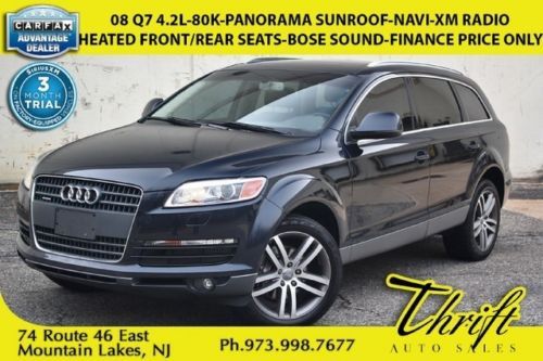08 q7 4.2l-80k-panorama sunroof-heated front/rear seats-bose sound-navi