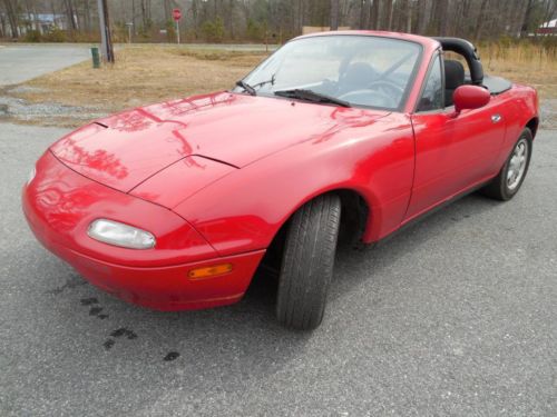 1992 mazda mx5 miata convertible low miles 5 spd manual red sport car no reserve