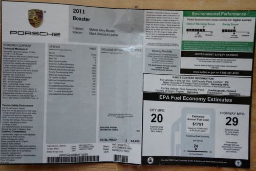 2011 Porsche Boxster Base Convertible 2-Door 2.9L, image 4