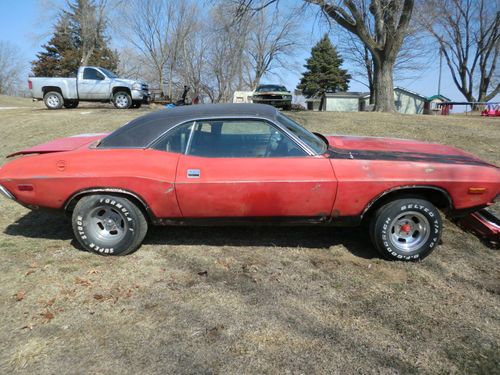1973 dodge challenger barn find red black interior floor shift with build sheet
