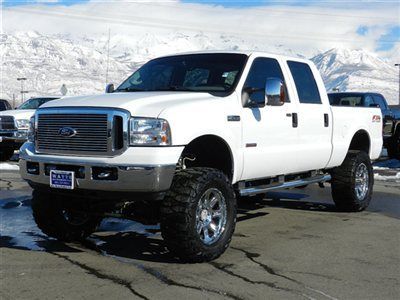 Crew cab lariat 4x4 powerstroke diesel custom new lift wheels tires leather auto