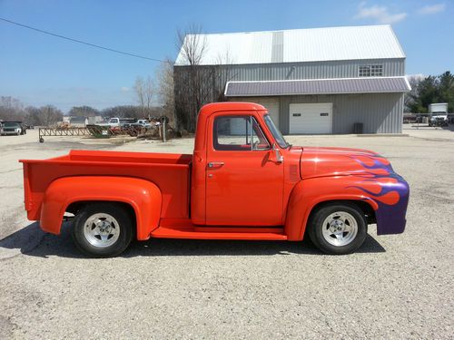 1955 ford f-100 orange with purple flames- hot!!!