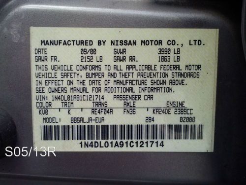 2001 Nissan Altima GLE Sedan 4-Door 2.4L, image 13