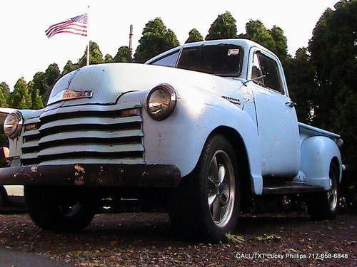 1952 chevy chevrolet 1/2 ton pick up no reserve , runs good!