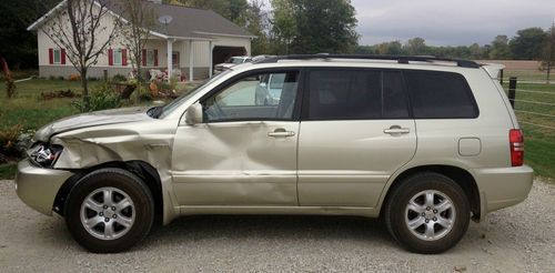 Wrecked 2003 toyota highlander limited sport utility 4-door 3.0l