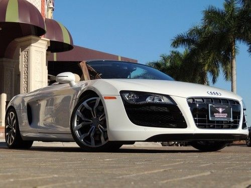 Garage kept 1 owner white on tan r8 v10 convertible 7k miles loaded