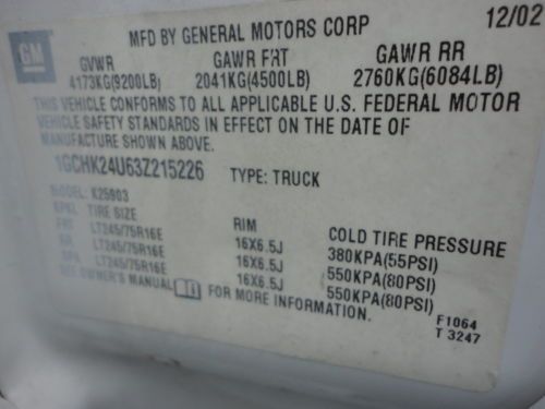 2003 CHEVROLET SILVERADO 2500 HD 4WD - 63K, US $12,500.00, image 14