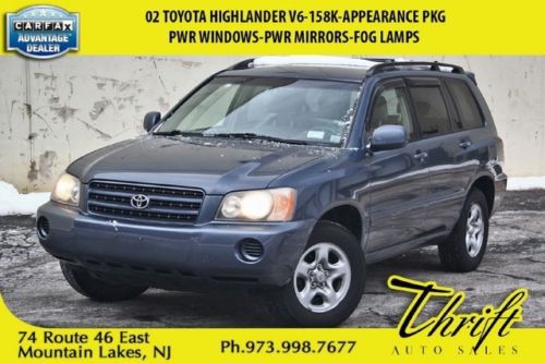 02 toyota highlander v6-158k-appearance pkg-pwr windows-pwr mirrors