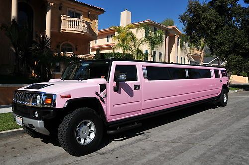 2006 pink hummer h2 200" by pinnacle coach, limo, limousine, bus