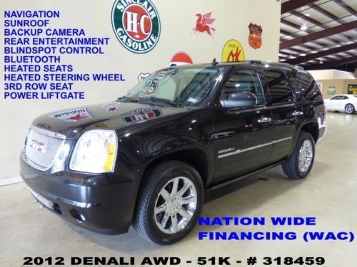 12 yukon denali awd,sunroof,nav,rear dvd,htd/cool lth,chrome 20&#039;s,51k,we finance