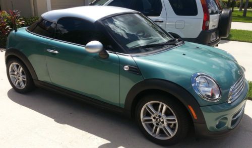 2012 mini cooper coupe: rare laguna green (1 of 200). brand new engine by mini!