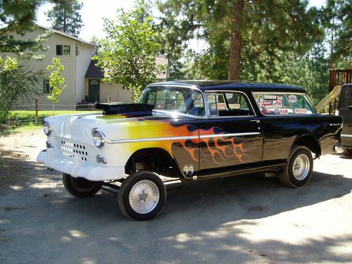 1955 chevrolet nomad gasser (black with flames)