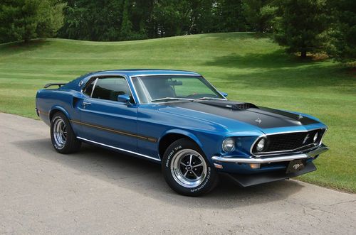 Real "s code" 1969 mustang mach 1, 390 4v , frame off restored, acapulco blue