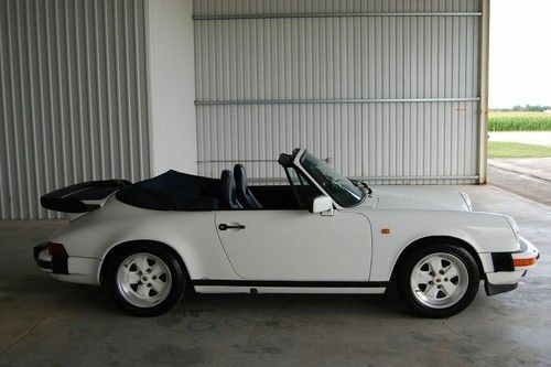 1985 911 Cabriolet 62,576 White w Blue Leather & Top, image 2