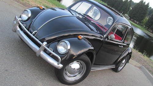 1967 vw bug sun roof black/red lo mile california barn find in storage for years