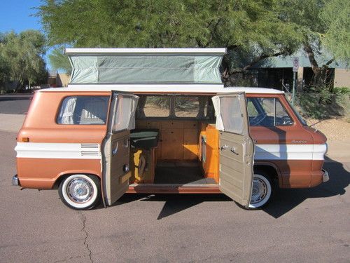 1962 chevrolet corvair greenbriar van, flat 6, 4-speed, poptop camper conversion