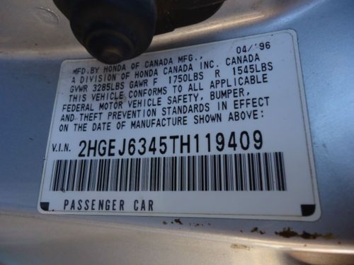 1996 HONDA CIVIC HATCH BACK DX  5 SPEED MANUAL WITH A/C, image 10