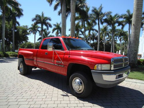 1-owner cummins 4x4 dually 5-speed manual ext cab slt 1998 turbo diesel ram 3500