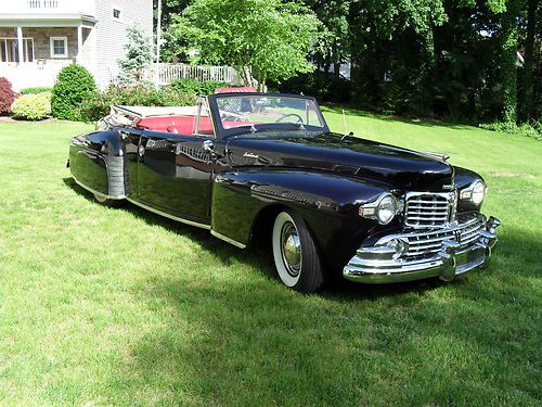 1947 lincoln continenal conv. 12 cy. od full classic black ,red int.ex chrome