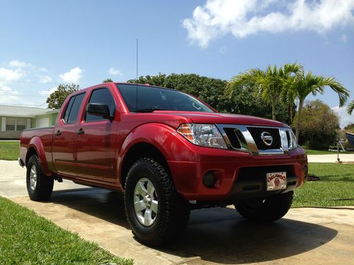 2012 nissan frontier sv crew cab pickup 4-door long bed, lava red 4.0l