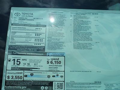 HAIL SALE New ToyotaTundra Double Cab 4x4 SR5 Off Road, Small dents Big Savings, US $31,593.00, image 18