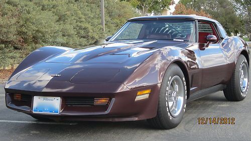 1982 corvette dark claret, red leather, 38k miles