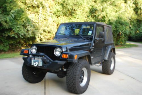 2005 black jeep wrangler sport 2 door 4"skyjacker lift new tires a/c 6 speed