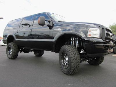 2005 ford excursion limited diesel 4x4 lifted suv~banks~fox shox! low miles!!