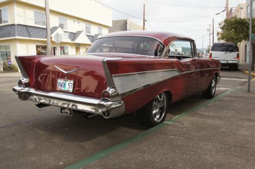 1957 chevy 210 sport coup, candy burgundy-moroon, excellent condition