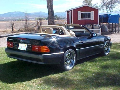 1990 mercedes-benz sl500 convertible sharp 5 speed auto black w/ tan interior