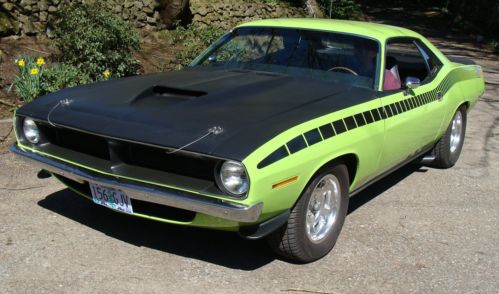 1970 plymouth cuda original 340 4 speed lime lite green aar tribute/clone 6 bbl