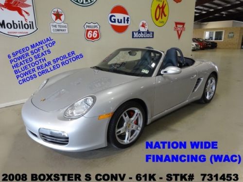 2008 boxster s conv,6 speed trans,pwr soft top,nav,htd lth,bose,61k,we finance!!