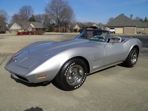 1974 chevrolet corvette, two-top convertible, 50k, l48, 4 speed, silver/silver