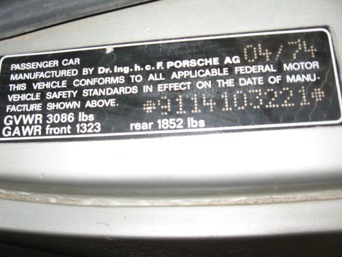 1974 PORSCHE 911 COUPE Silver/Black Needs Partial Restoration Great Oppty!, image 13