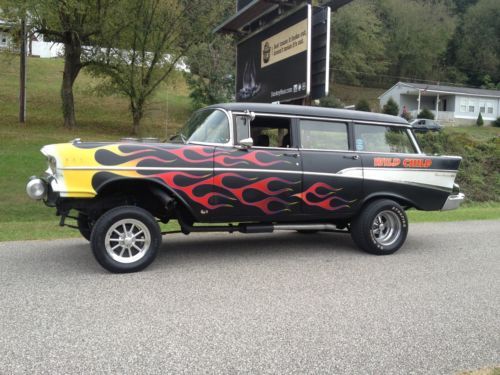 1957 chevy wagon gasser!! 4spd!! one of a kind!!