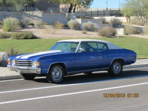 No reserve 1972 chevy chevlle malibu coupe new motor muscle 350 v8