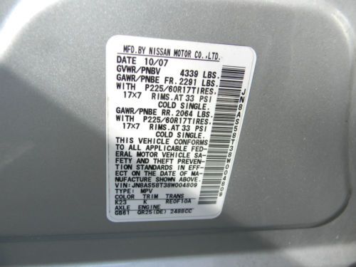 2008 Nissan Rogue SL Sport Utility 4-Door 2.5L, image 7