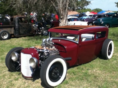 1929 tudor traditional hot rod flathead trip deuces rat white scta bonneville