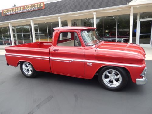 1966 chevrolet c10 torch red 350 disc brakes short box recent restoration