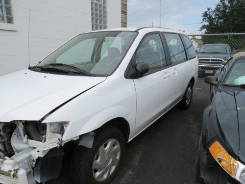 2003 Mazda MPV for parts or poss repair white wrecked 4 door NO RESERVE, US $1,700.00, image 2