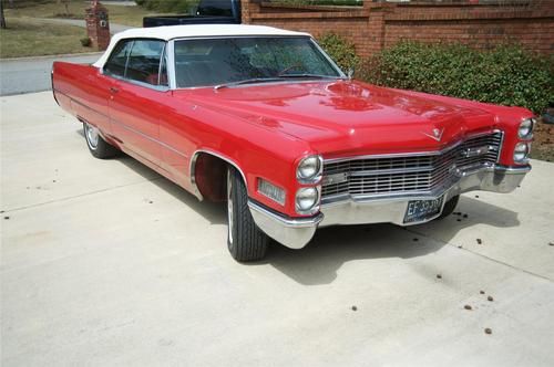 1966 red cadillac deville convertible,429 cu v8, auto/ factory air, 63,763 miles