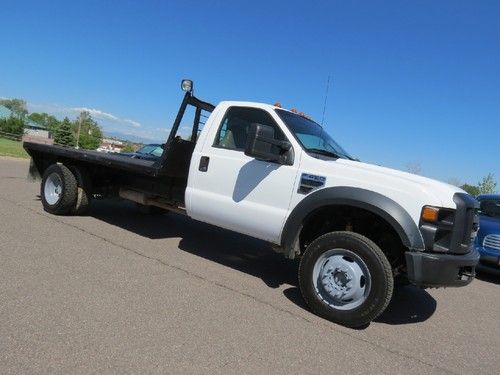 2008 ford f-450 flatbed flat bed stake 4x4 v10 gas 12 foot long cab and chassis