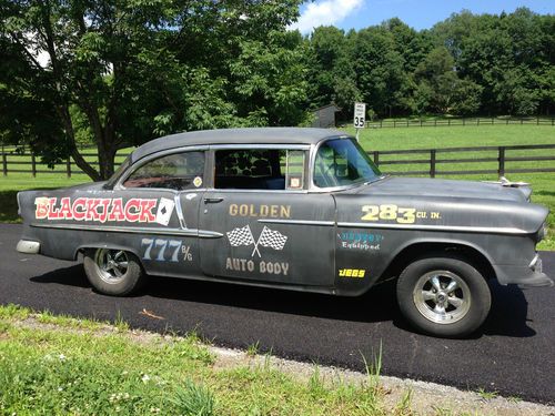 1955 chevy 2 dr gasser hot rat sreet rod vintage drag car rare classic collector